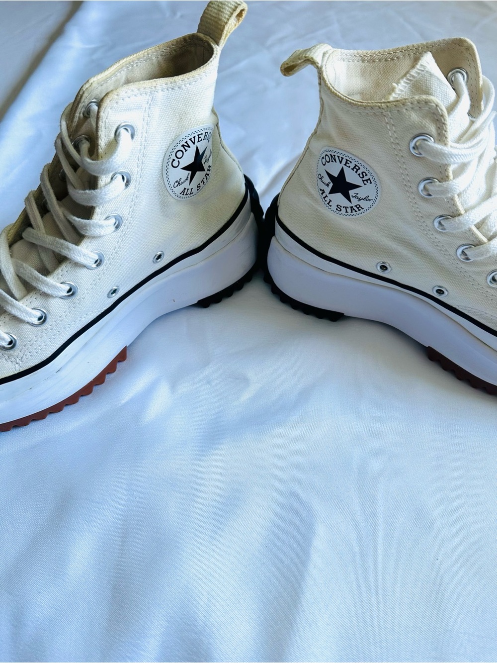 Converse Cream High Top Platform Sneakers with Black & Gum Accents - Picture 8 of 9